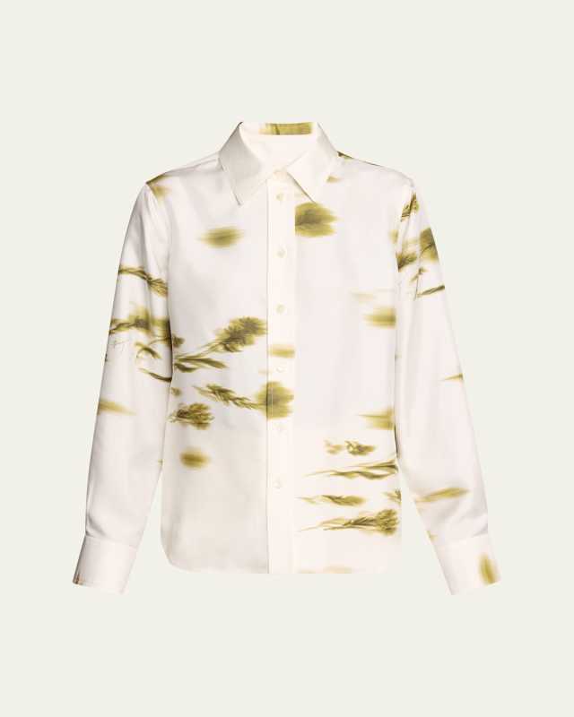 Blossom Flower Silk Twill Blouse